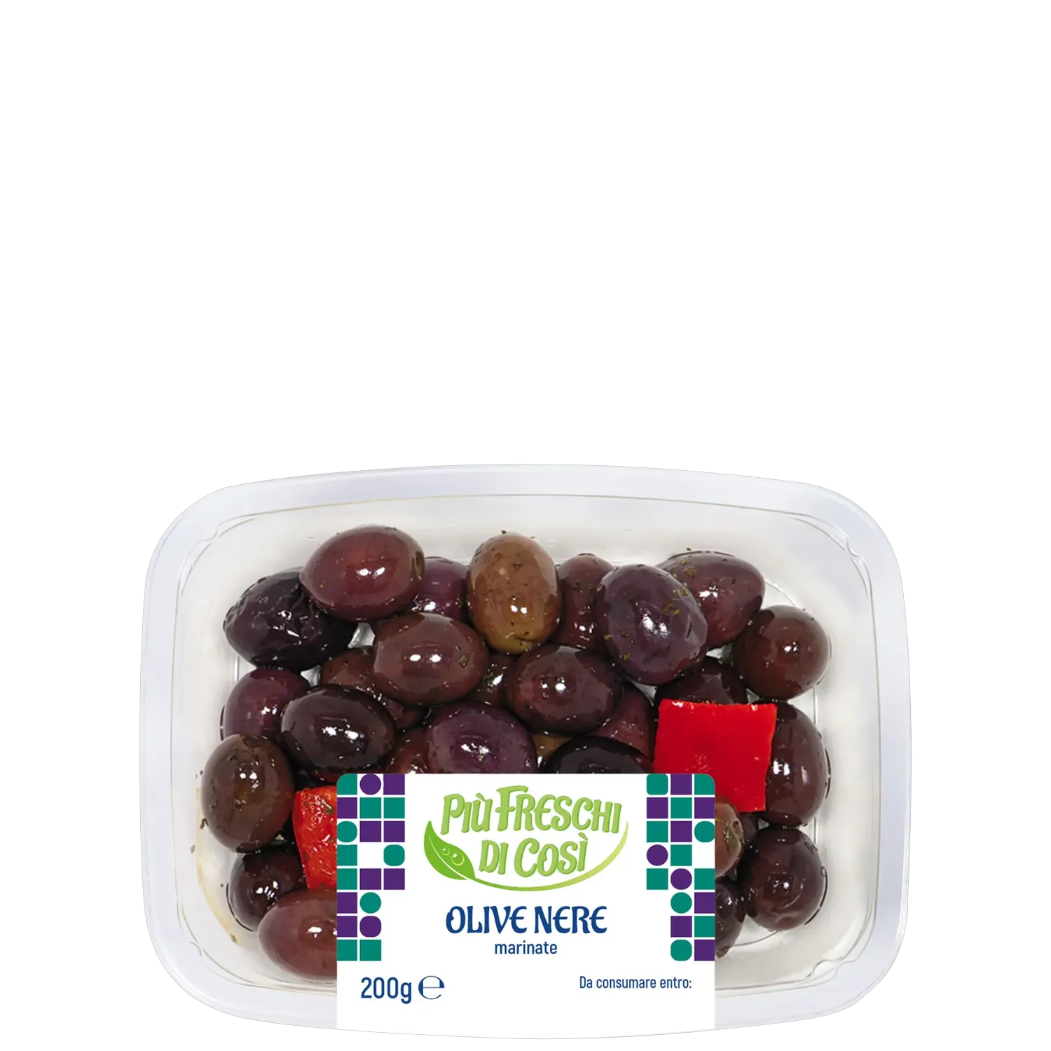 Olive nere marinate intere in vaschetta