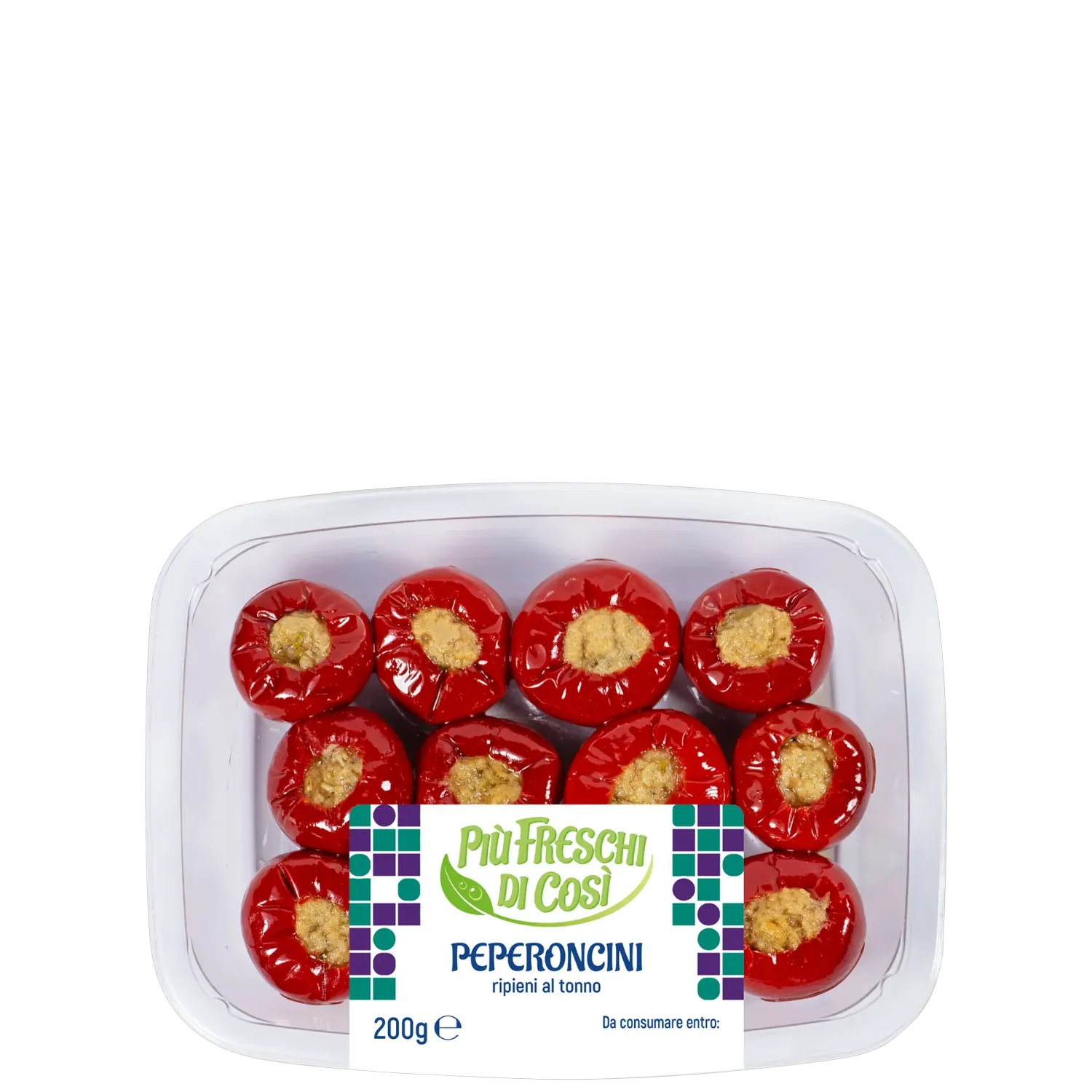 Peperoncini freschi ripieni di tonno in vaschetta